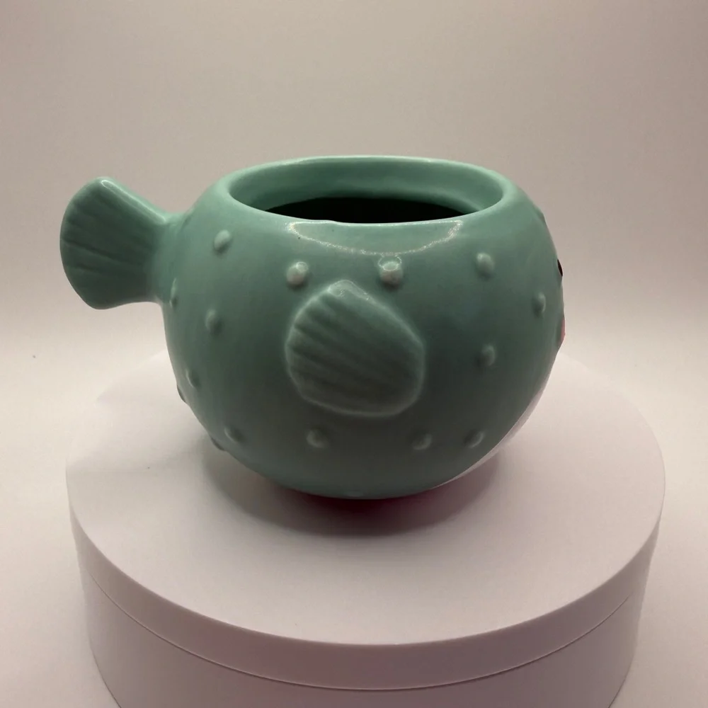 Ceramic Pufferfish Succulent Planter - Picture 4 of 5